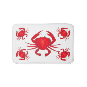 Tapis De Bain Plage de crustacés du Maryland Rouge