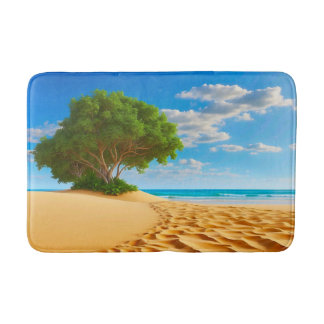 Tapis De Bain Plage de sable de l'île tropicale déserte