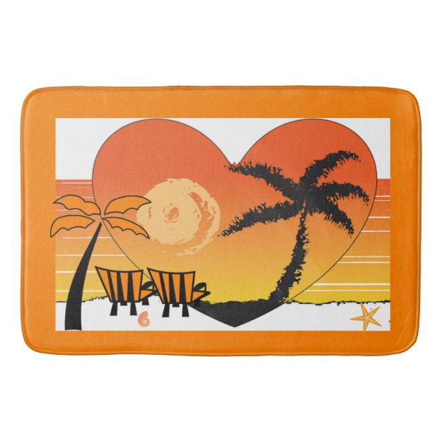 Tapis De Bain Plage de soleil Mat Orange (Devant)