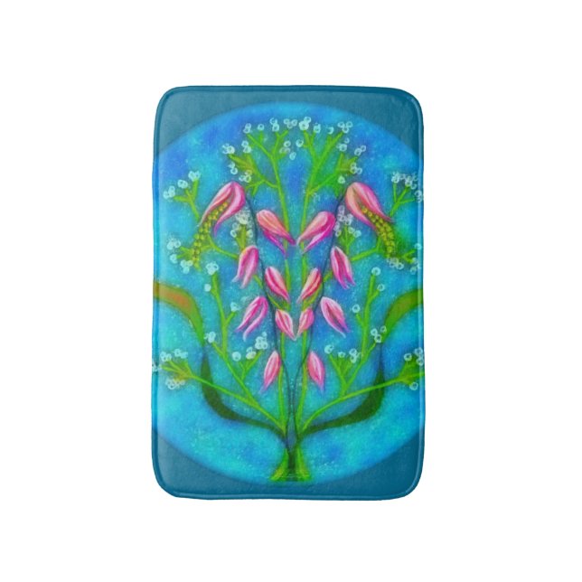 Tapis De Bain Plage Fleurs Peinture Acrylique (Devant (Vertical))