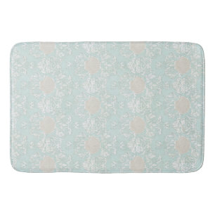 Tapis De Bain Plage Seashells Plage Bleu Blanc Damas motif