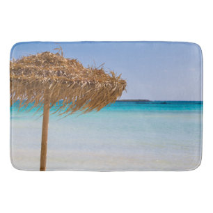 Tapis De Bain Plage tropicale panoramique avec parasol en paille