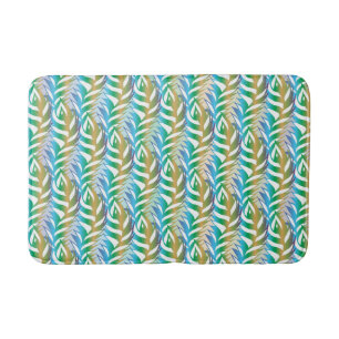 Tapis De Bain Plage turquoise motif en plume amusante.