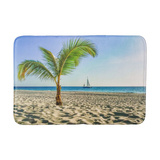 Tapis De Bain Plages tropicales | Bateau, Palmier, Aruba (Devant)