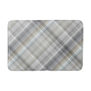 Tapis De Bain Plaid Bleu/Gris/Tan