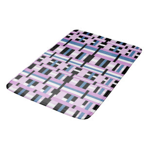 Tapis De Bain Plaid en bleu ardoise, orchidée, noir & blanc