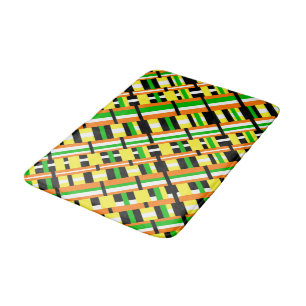Tapis De Bain Plaid en diagonale moderne verte, orange et jaune