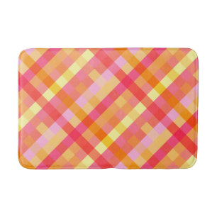 Tapis De Bain Plaid rose et orange