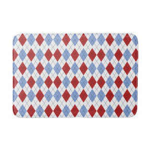 Tapis De Bain Plaid rouge et bleu