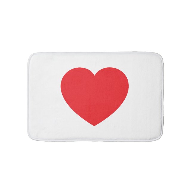 Tapis De Bain Plain Modern White Red Love Heart Graphic (Devant)