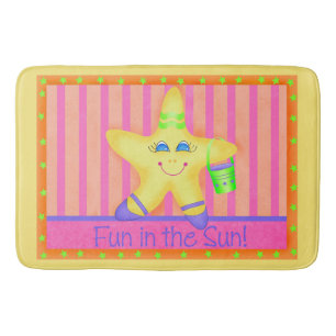 Tapis De Bain Plaisir de poisson jaune à Sun Beach Custom Mat