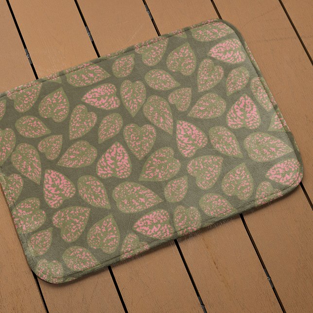 Tapis De Bain Plante Sage Green et rose Polka Dot Feuilles (Créateur téléchargé)