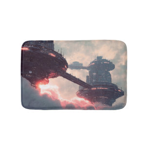 Tapis De Bain Plates-formes futuristes dans les nuages au crépus