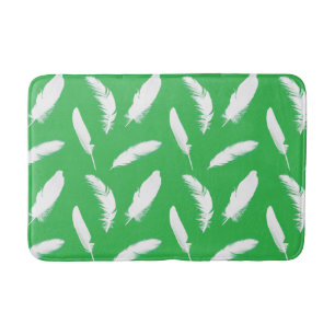 Tapis De Bain Plumes blanches sur Jade Green