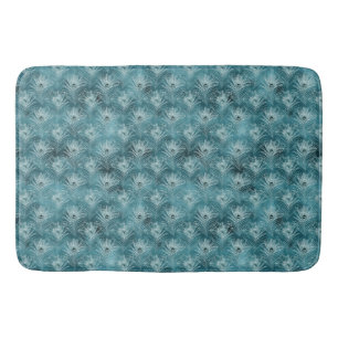 Tapis De Bain Plumes de paon glam turquoise brillant