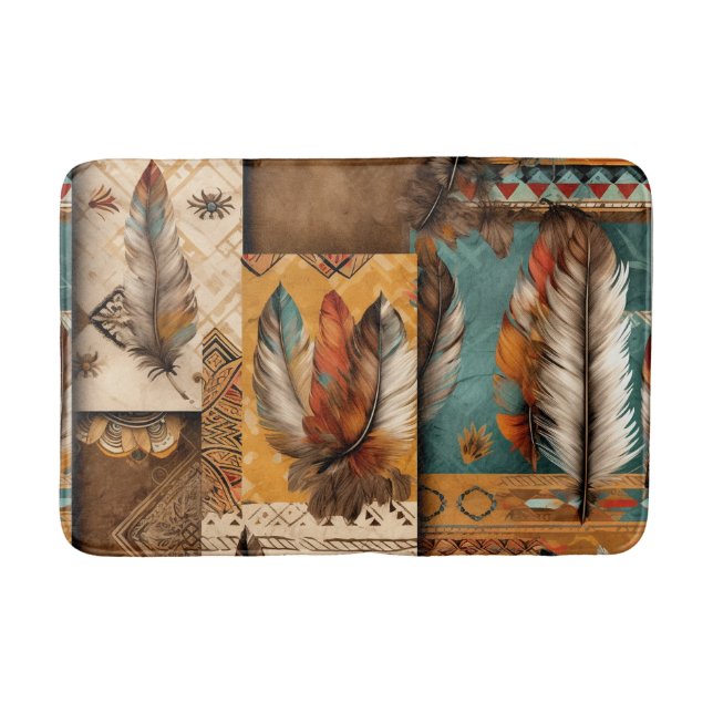 Tapis De Bain Plumes tribales du sud-ouest aztèque (Devant)