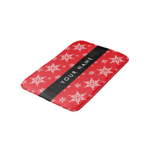 Tapis De Bain Pneus blancs, Rouge, Votre nom, Personnaliser