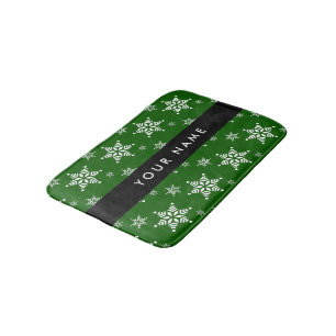 Tapis De Bain Pneus blancs, Vert, Votre nom, Personnaliser