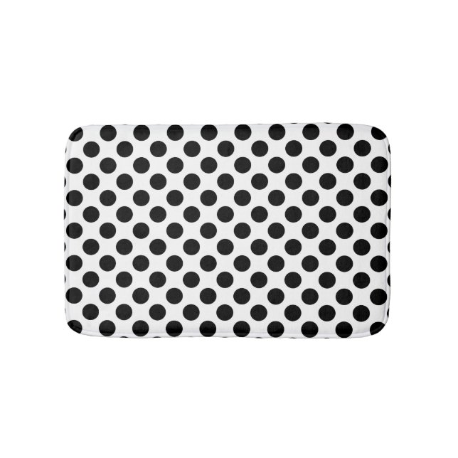 Tapis De Bain Point de polka noir et blanc (Devant)