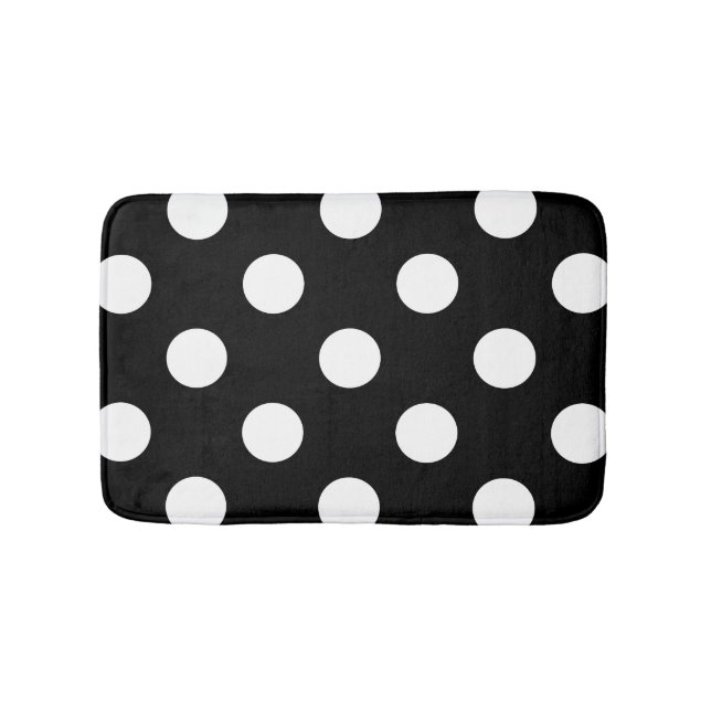 Tapis De Bain Point Polka blanc sur le Motif noir (Devant)