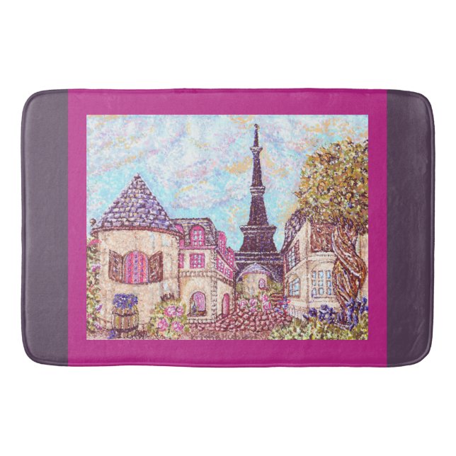 Tapis de bain pointillisé inspiré de la Tour Eiffe (Devant)