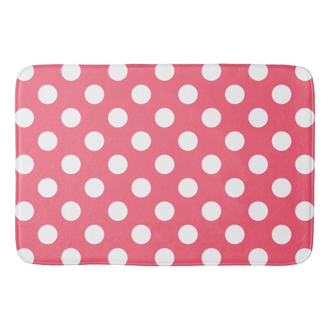 Tapis De Bain Points blancs sur corail (Devant)