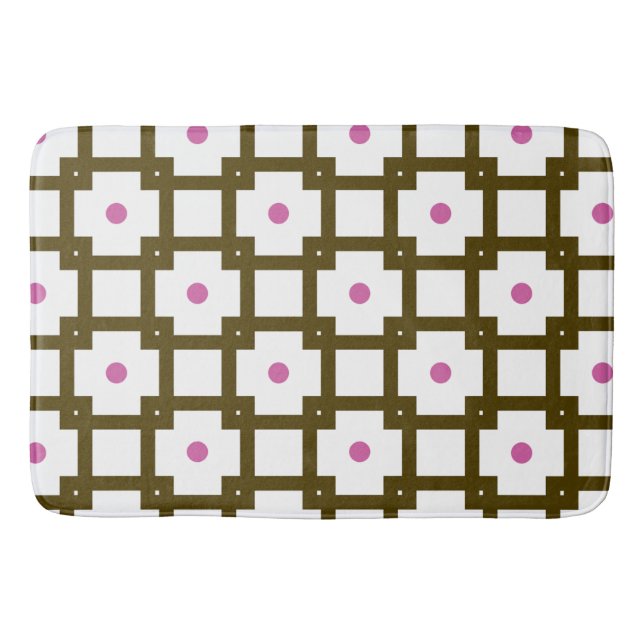 Tapis De Bain Points de contrôle Brown et roses (Devant)