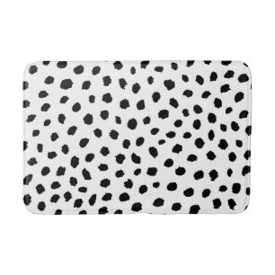 Tapis De Bain Points noirs aléatoires sur Blanc doux