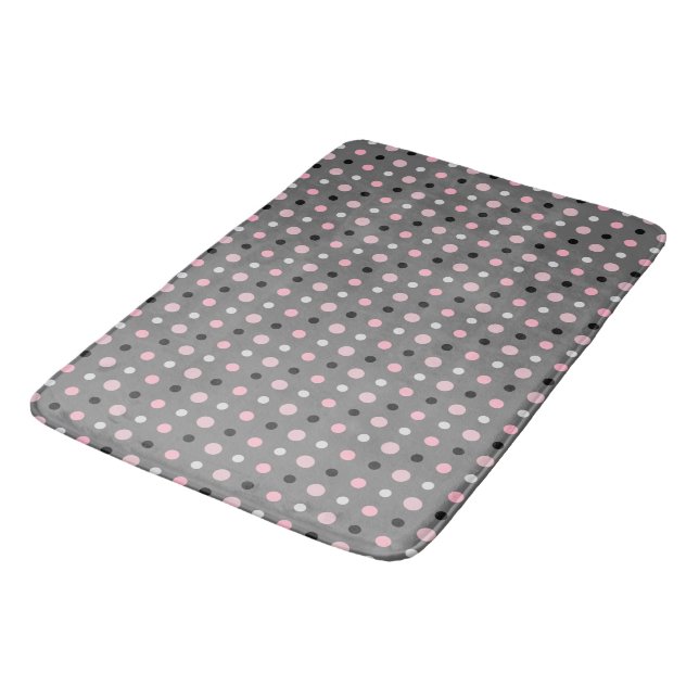 Tapis De Bain Points noirs, roses, gris et blancs (Angle)