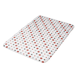Tapis De Bain points rouges, noirs, gris et blancs