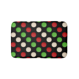 Tapis De Bain Points Rouges Verts Blancs