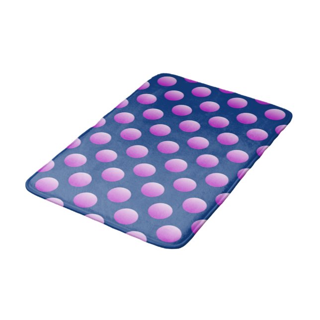 Tapis De Bain Points violets dégradants sur bleu (Angle)