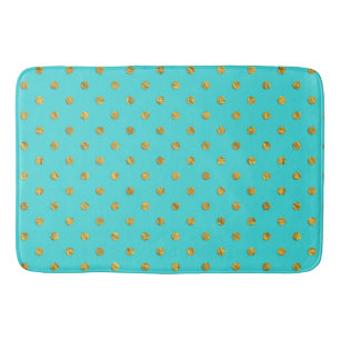 Tapis De Bain Pois à huile métallique or Turquoise Aqua Modern