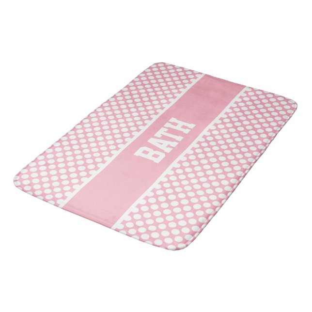 Tapis De Bain Pois blancs en rose (Angle)