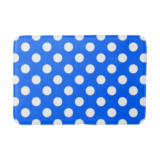 Tapis De Bain Pois blancs sur bleu royal