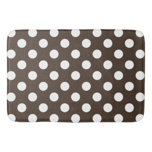 Tapis De Bain Pois blancs sur brun
