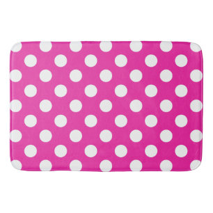 Tapis De Bain Pois blancs sur fuchsia