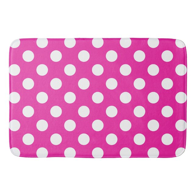 Tapis De Bain Pois blancs sur fuchsia (Devant)