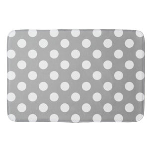 Tapis De Bain Pois blancs sur gris