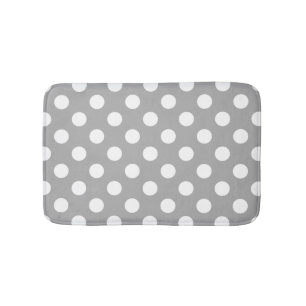 Tapis De Bain Pois blancs sur gris