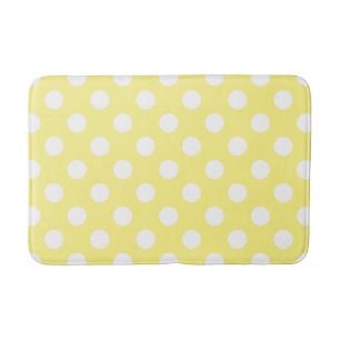 Tapis De Bain Pois blancs sur jaune citron
