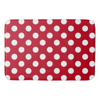 Tapis De Bain Pois blancs sur rouge