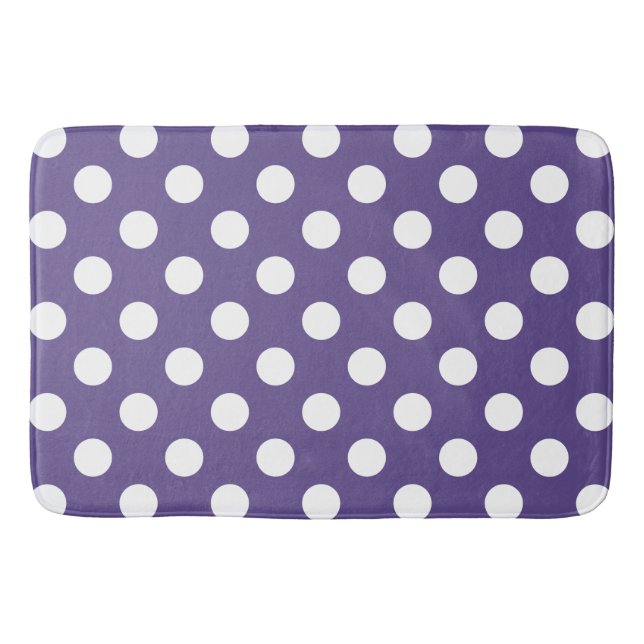 Tapis De Bain Pois blancs sur ultra violet (Devant)