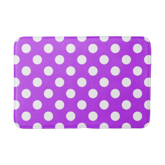 Tapis De Bain Pois blancs sur violet clair