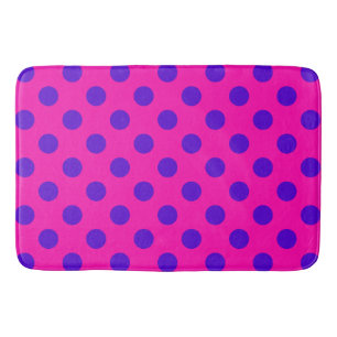 Tapis De Bain Pois bleus sur fuchsia