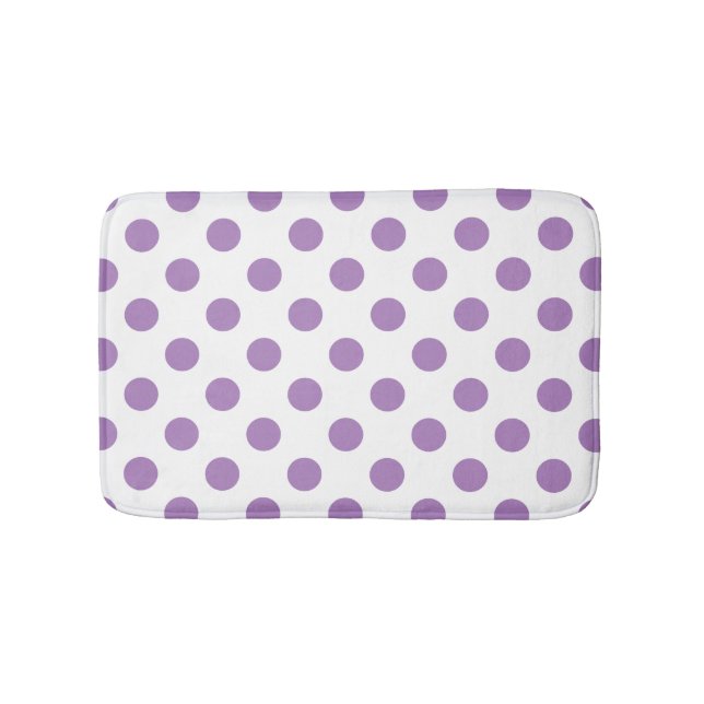 Tapis De Bain Pois de lavande sur blanc (Devant)