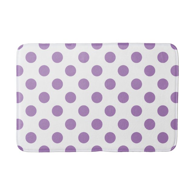 Tapis De Bain Pois de lavande sur blanc (Devant)
