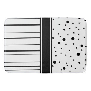 Tapis De Bain Pois et rayures noirs et blancs