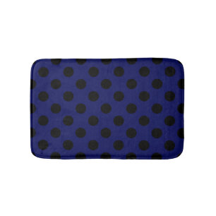 Tapis De Bain Pois noirs sur bleu marine