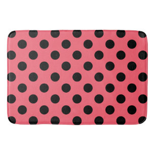 Tapis De Bain Pois noirs sur corail